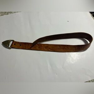 Women’s 34” Waist Arrowhead Solid Brass Belt And Buckle Cowgirl Sunbelt Leather